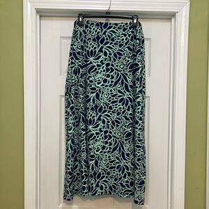 Talbots - navy & green print maxi skirt - size 3Xp
